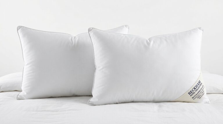 Beckham Hotel Collection Back Sleeper Pillow Queen Size 2 Pack, featuring medium loft design and hypoallergenic fill for optimal spinal alignment.
