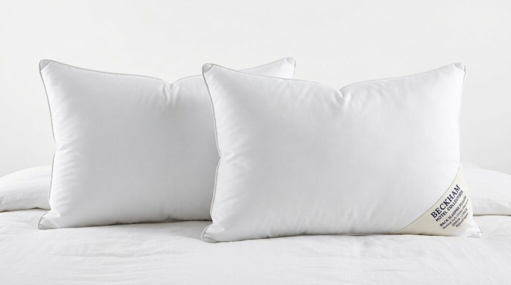 Plush white pillows of Beckham Hotel Collection