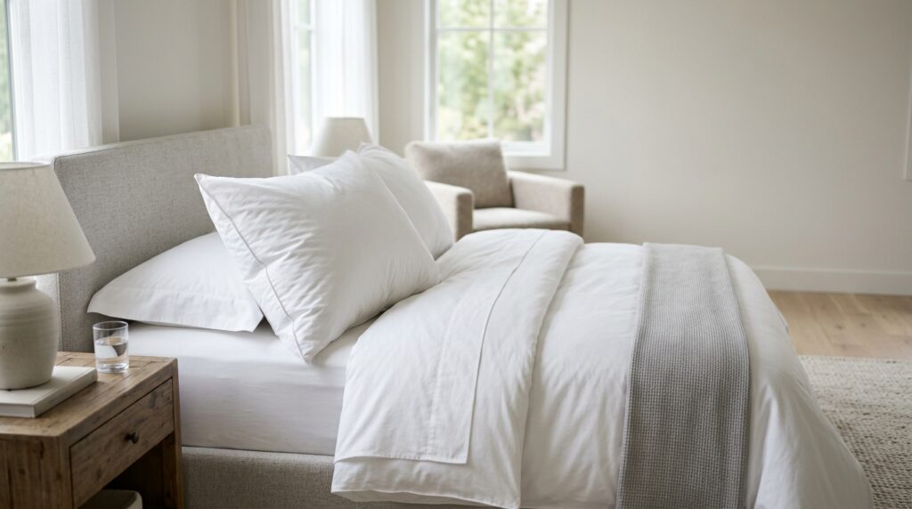 Down Alternative Pillow on Hotel Style Bed