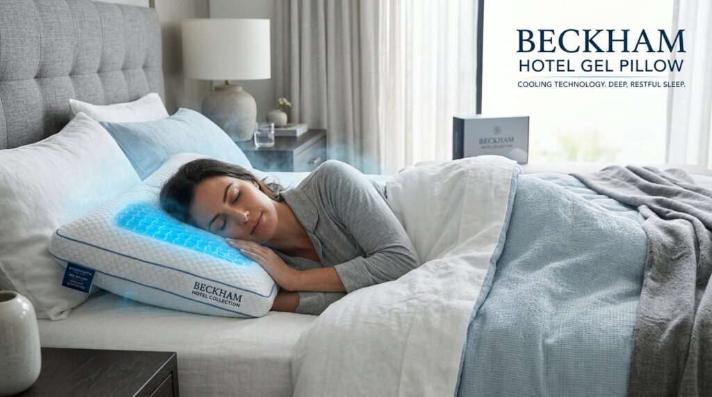 Beckham Hotel Gel Pillows featuring advanced cooling technology for deep, restful sleep
