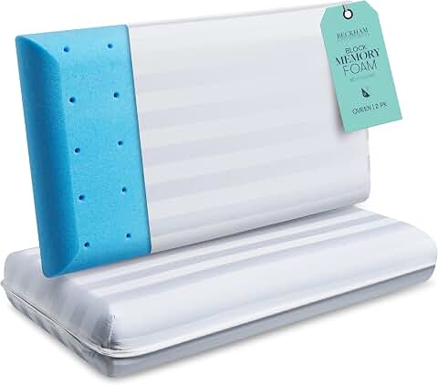 Premium ergonomic memory foam pillow providing neck support and comfortable sleep on a neatly made bed.