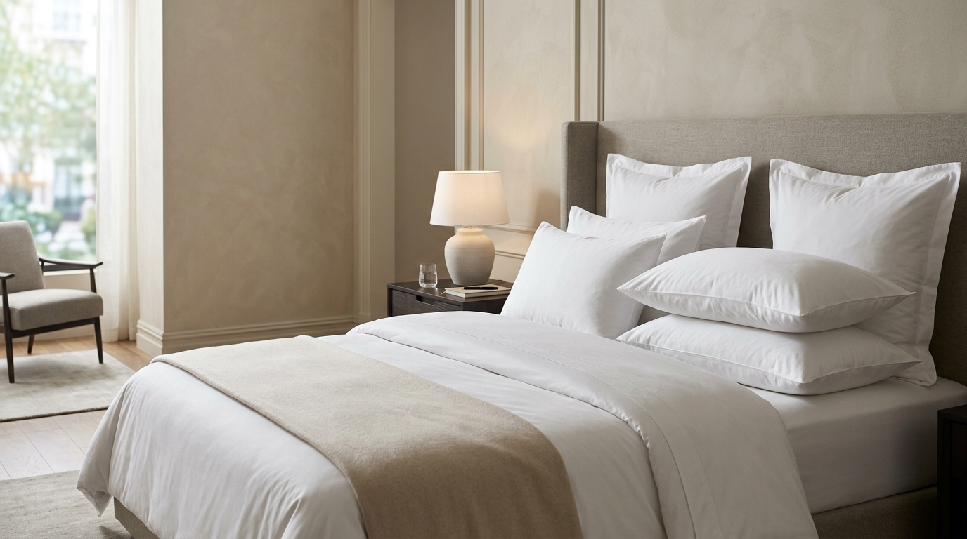Beckham Hotel Collection pillows on a hotel style bed