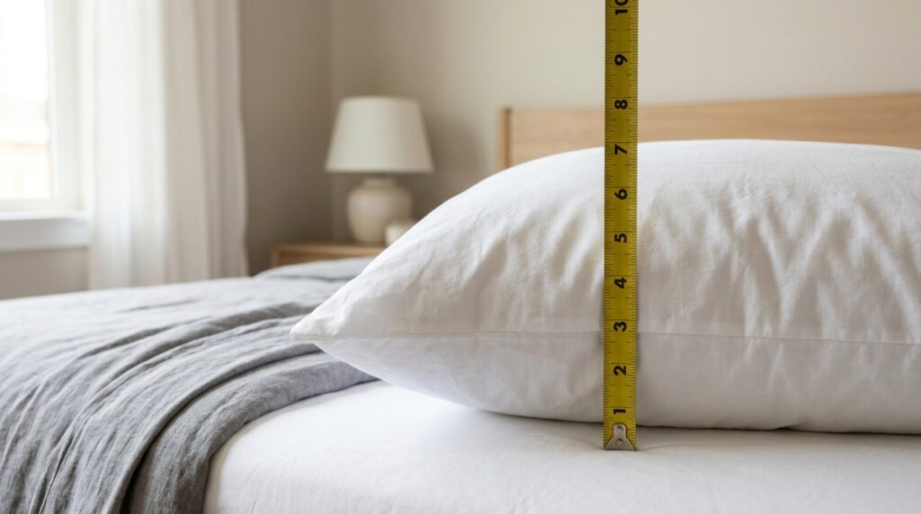 Measuring pillow loft during Beckham Hotel Collection pillow review