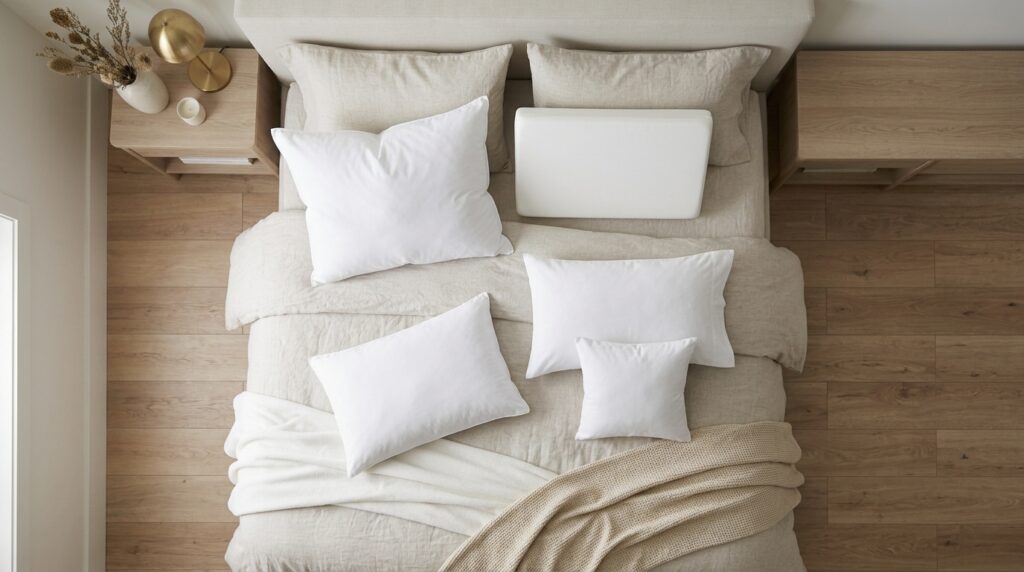 Different pillow styles with varying loft and construction